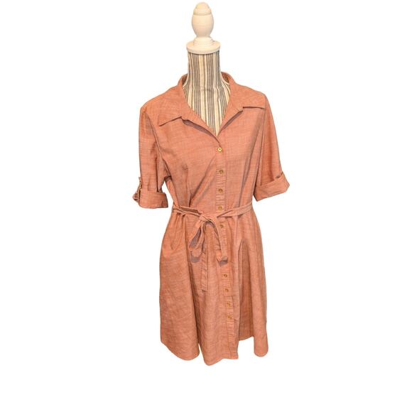 Sharagano Collared Short Tie Waist Dress Size 14 - Picture 1 of 8